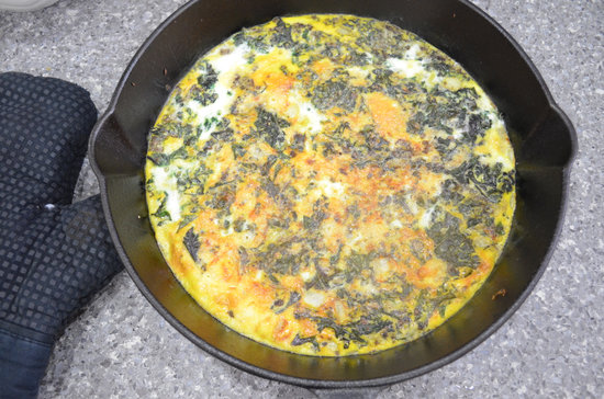 Kale Frittata in a pan
